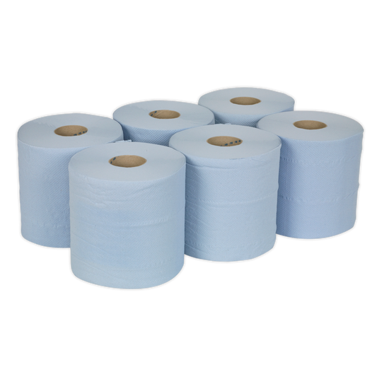 2-Ply Embossed Blue Paper Roll 150m - Pack of 6