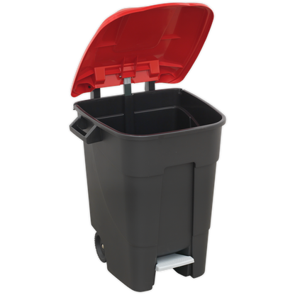 Refuse/Wheelie Bin with Foot Pedal 100L - Red