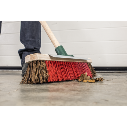 Heavy-Duty Stiff/Hard Bristle Broom with Scraper 16"(405mm)