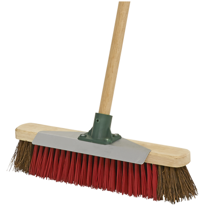 Heavy-Duty Stiff/Hard Bristle Broom with Scraper 16"(405mm)
