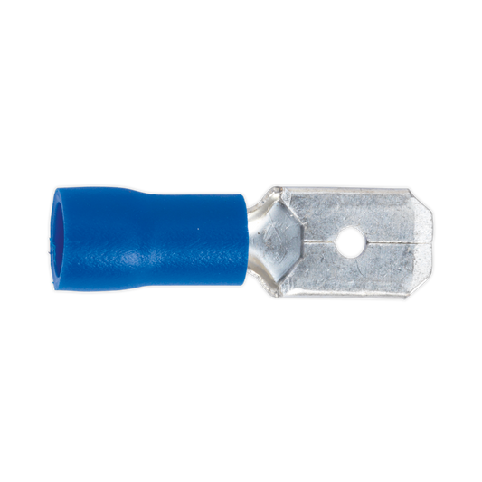 Push-On Male Terminal 6.3mm, Blue - Pack of 100