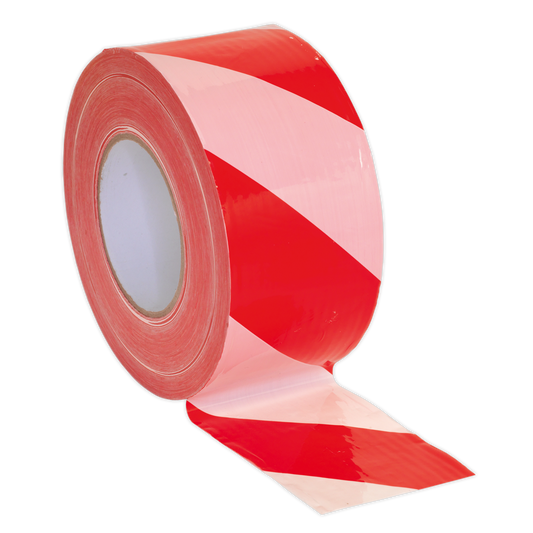 Non-Adhesive Hazard Warning Barrier Tape 80mm x 100m - Red/White