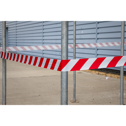 Non-Adhesive Hazard Warning Barrier Tape 80mm x 100m - Red/White