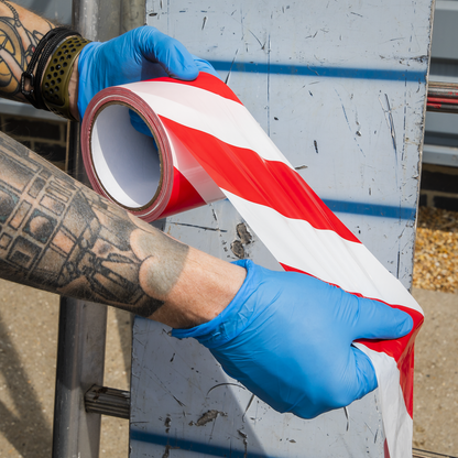 Non-Adhesive Hazard Warning Barrier Tape 80mm x 100m - Red/White