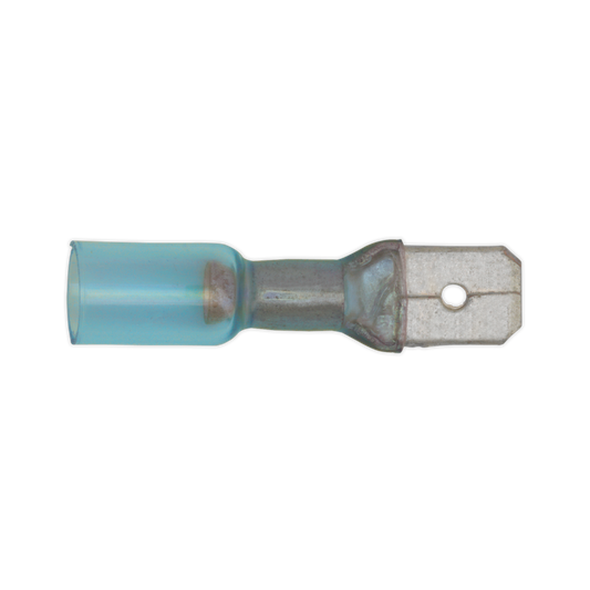 Heat Shrink Push-On Male Terminal 6.3mm, Blue - Pack of 25