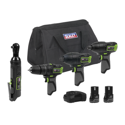 4 x SV10.8 Series Cordless Combo Kit 10.8V - 2 Batteries & Euro Plug