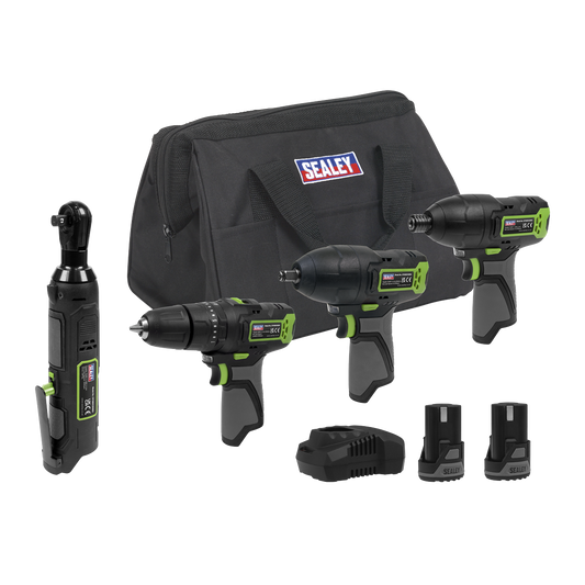 4 x SV10.8 Series Cordless Combo Kit 10.8V - 2 Batteries & Euro Plug