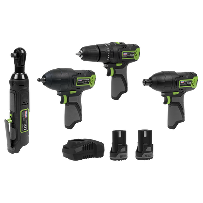 4 x SV10.8 Series Cordless Combo Kit 10.8V - 2 Batteries & Euro Plug