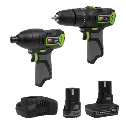 2 x SV10.8 Series Cordless Combi Drill & Impact Driver Kit 10.8V - 2 Batteries