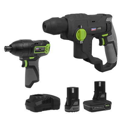 2 x SV10.8 Series Cordless Rotary Hammer Drill & Impact Driver Kit 10.8V - 2 Batteries