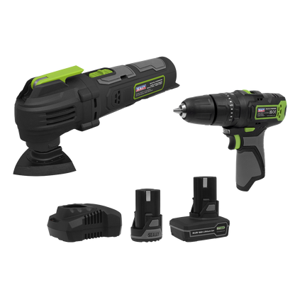 2 x SV10.8 Series Cordless Combi Drill & Multi-Tool Kit 10.8V - 2 Batteries