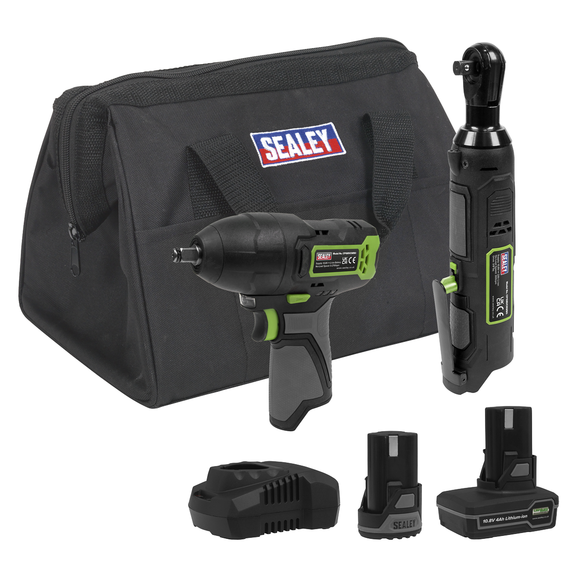 2 x SV10.8 Series Cordless Impact Wrench & Ratchet Wrench Kit 10.8V - 2 Batteries