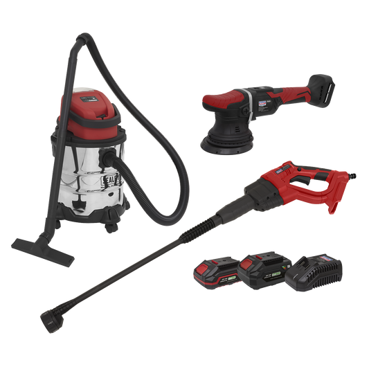3 x SV20 Series Cordless Car Valeting Combo Kit 20V - 2 Batteries
