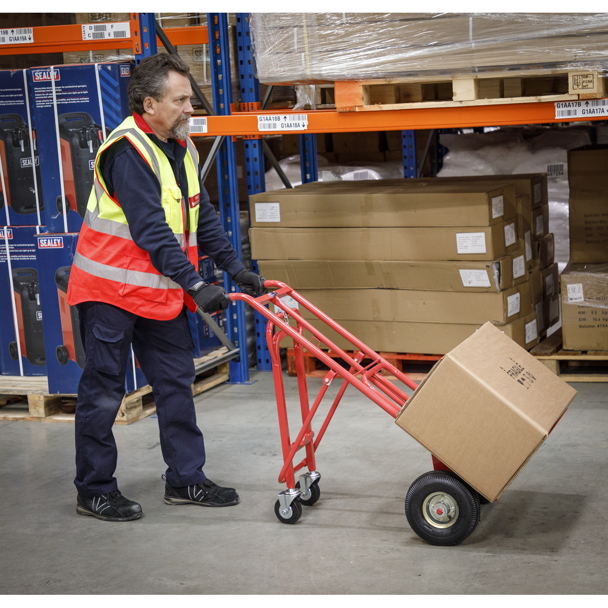 3-in-1 Sack Truck with Pneumatic Tyres 250kg Capacity