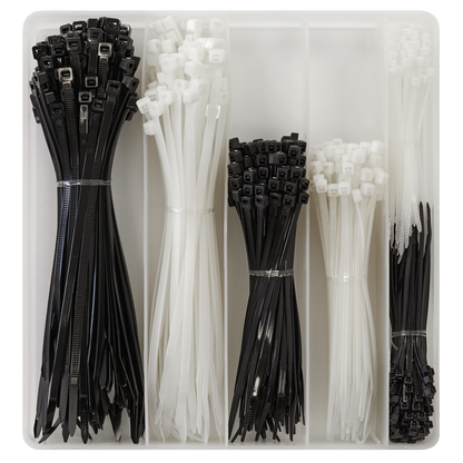 Cable Tie Assortment, Black/White - Pack of 600