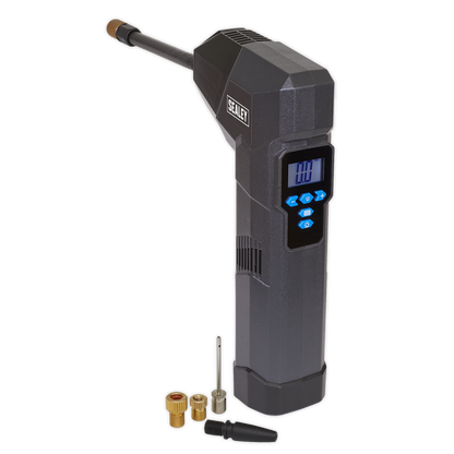 Compact Rechargeable Tyre Inflator & Power Bank with Worklight