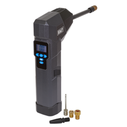 Compact Rechargeable Tyre Inflator & Power Bank with Worklight