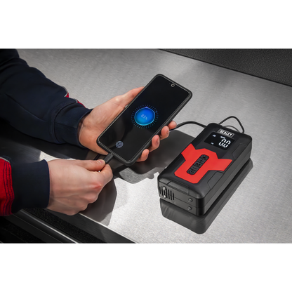 Rechargeable Tyre Inflator & Power Bank with Worklight 12V