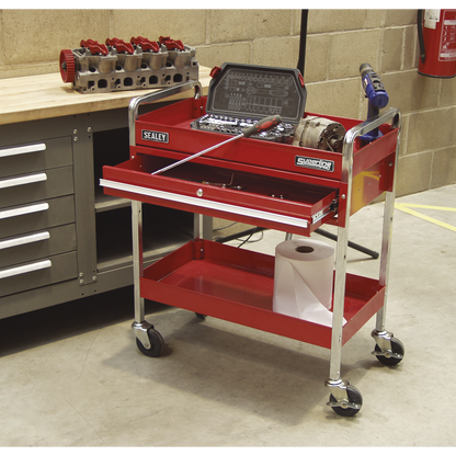 Superline PRO® Heavy-Duty Trolley with Lockable Drawer 2-Level