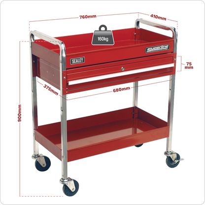 Superline PRO® Heavy-Duty Trolley with Lockable Drawer 2-Level