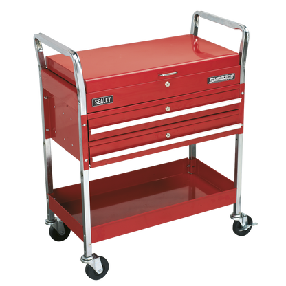 Superline PRO® Heavy-Duty Trolley with Lockable Top & 2 Drawers 2-Level