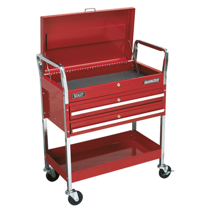 Superline PRO® Heavy-Duty Trolley with Lockable Top & 2 Drawers 2-Level