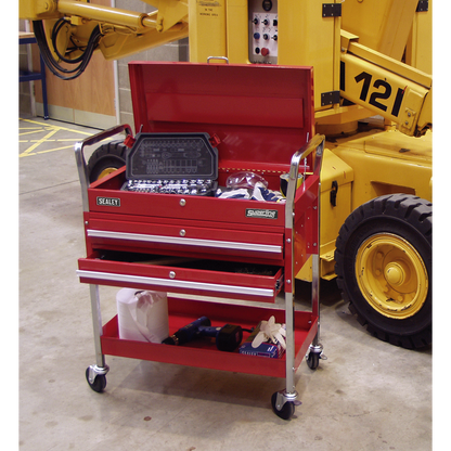 Superline PRO® Heavy-Duty Trolley with Lockable Top & 2 Drawers 2-Level