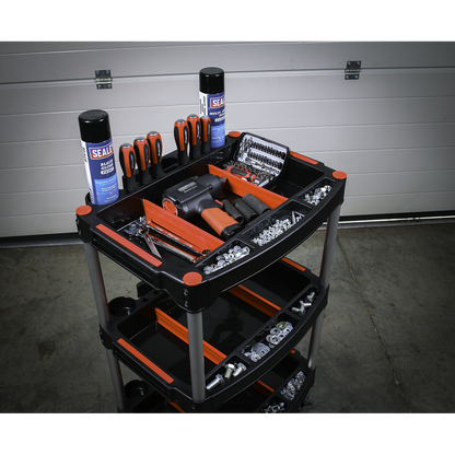 Composite Workshop Trolley with Parts Storage 3-Level