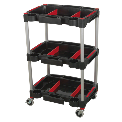 Composite Workshop Trolley with Parts Storage 3-Level