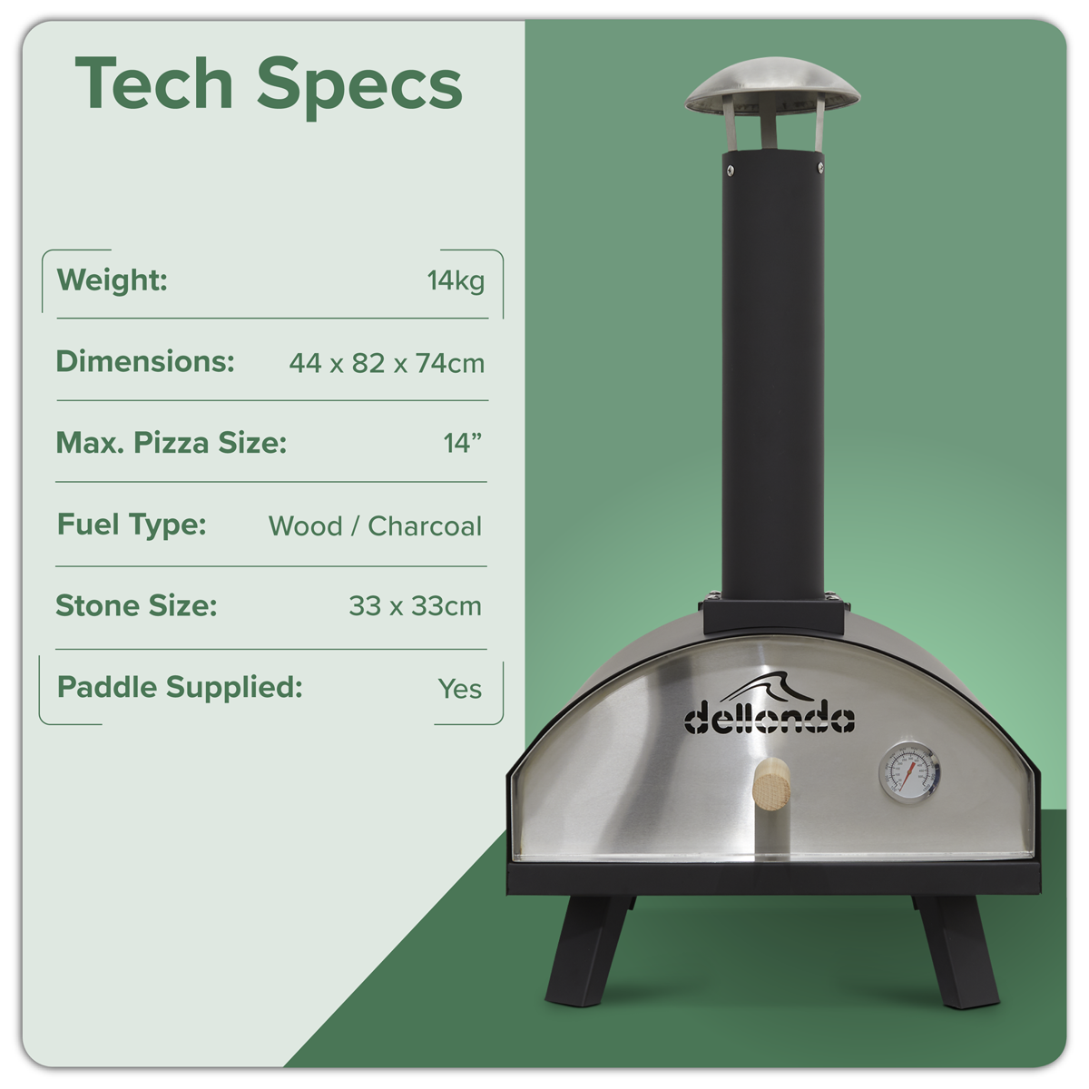 Dellonda Wood-Fired Pizza Oven 14" - Black