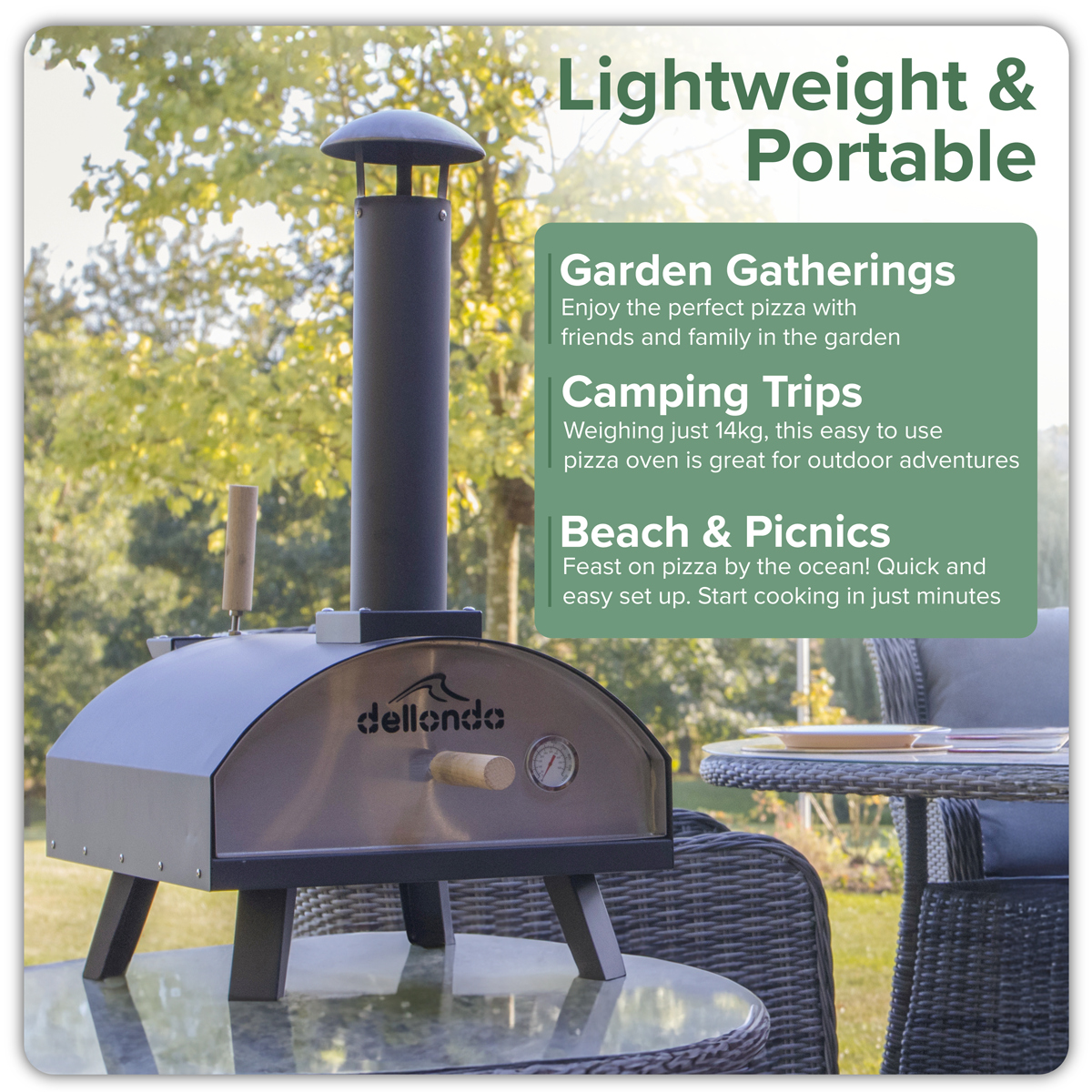 Dellonda Wood-Fired Pizza Oven 14" - Black