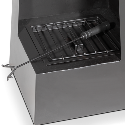 Dellonda Chiminea, Wood Burner, Heater for Outdoors W45cm x H150cm - Black Steel