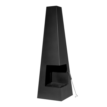 Dellonda Chiminea, Wood Burner, Heater for Outdoors W45cm x H150cm - Black Steel