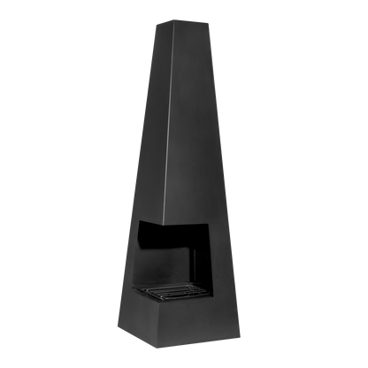 Dellonda Chiminea, Wood Burner, Heater for Outdoors W45cm x H150cm - Black Steel