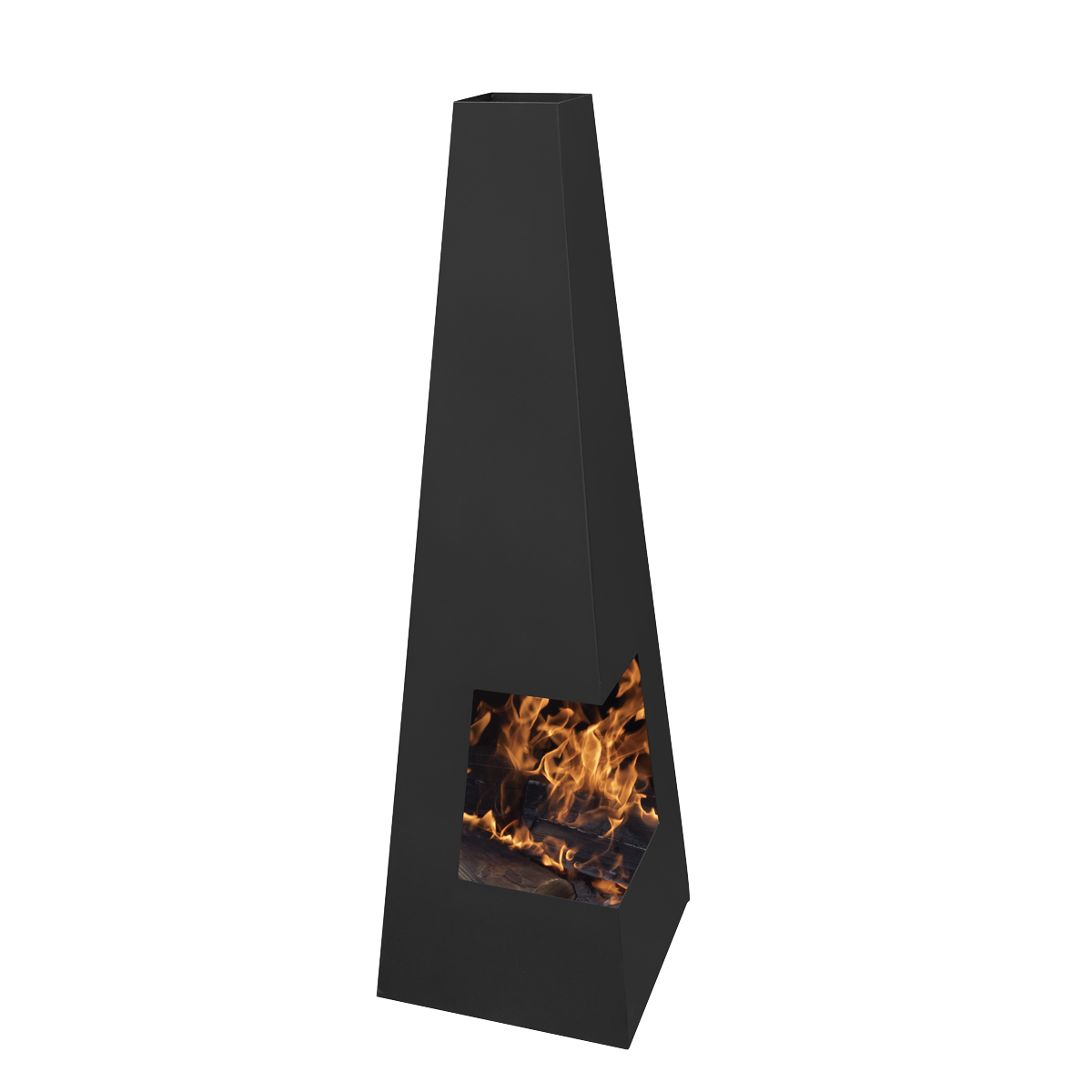 Dellonda Chiminea, Wood Burner, Heater for Outdoors W45cm x H150cm - Black Steel
