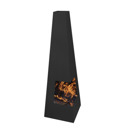 Dellonda Chiminea, Wood Burner, Heater for Outdoors W45cm x H150cm - Black Steel