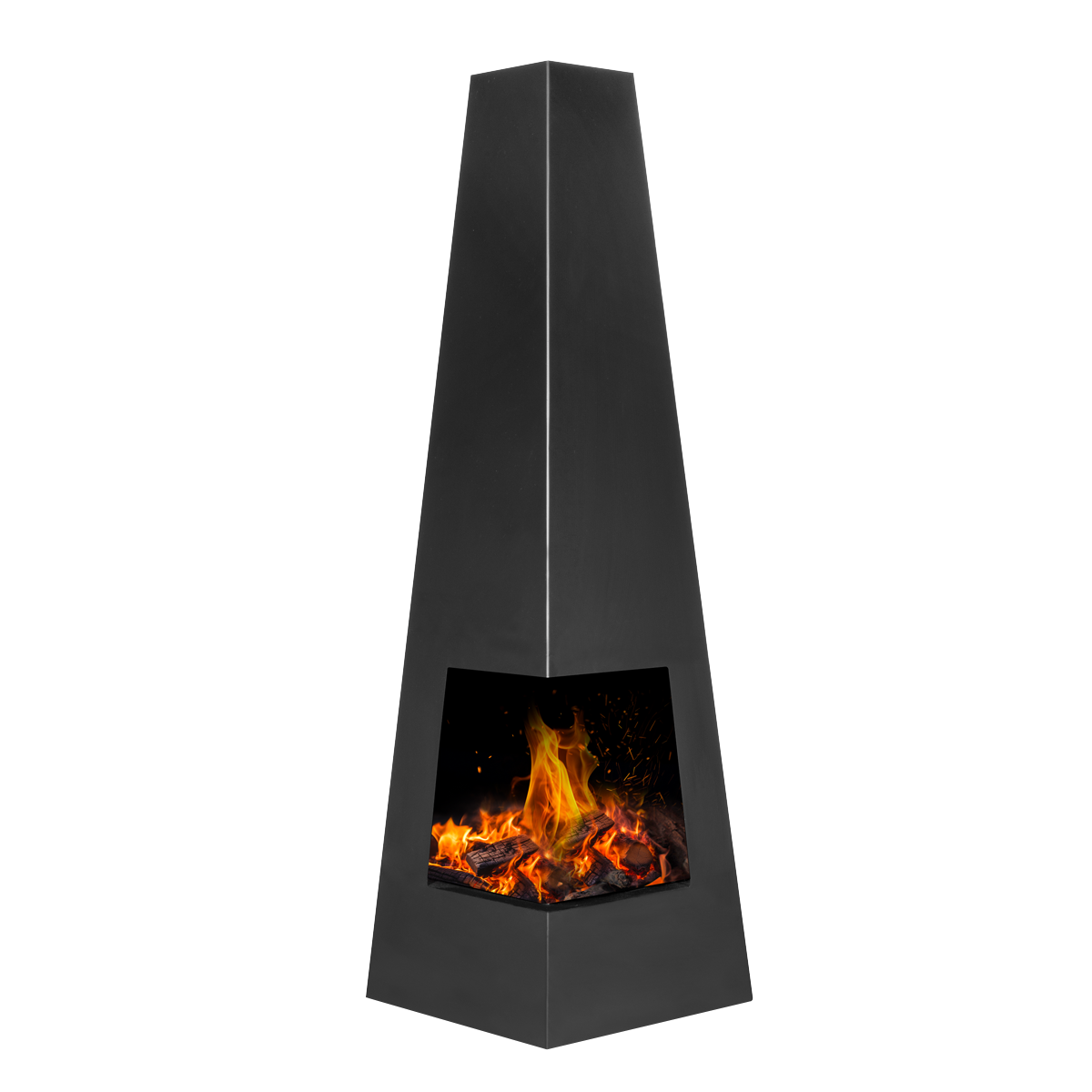 Dellonda Chiminea, Wood Burner, Heater for Outdoors W45cm x H150cm - Black Steel