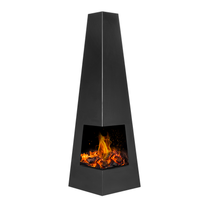 Dellonda Chiminea, Wood Burner, Heater for Outdoors W45cm x H150cm - Black Steel