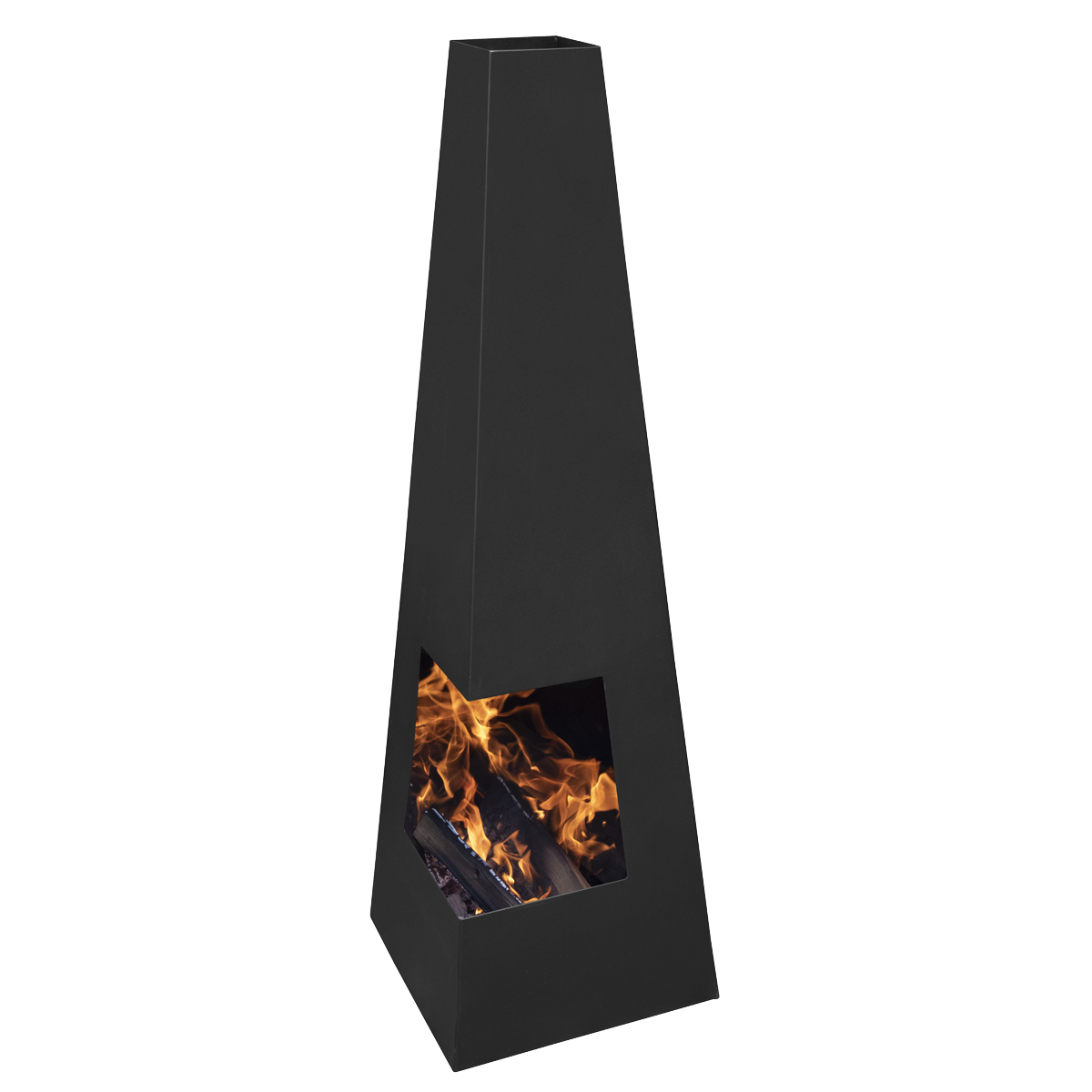 Dellonda Chiminea, Wood Burner, Heater for Outdoors W45cm x H150cm - Black Steel