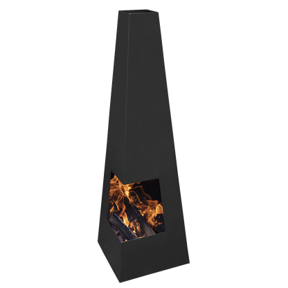 Dellonda Chiminea, Wood Burner, Heater for Outdoors W45cm x H150cm - Black Steel