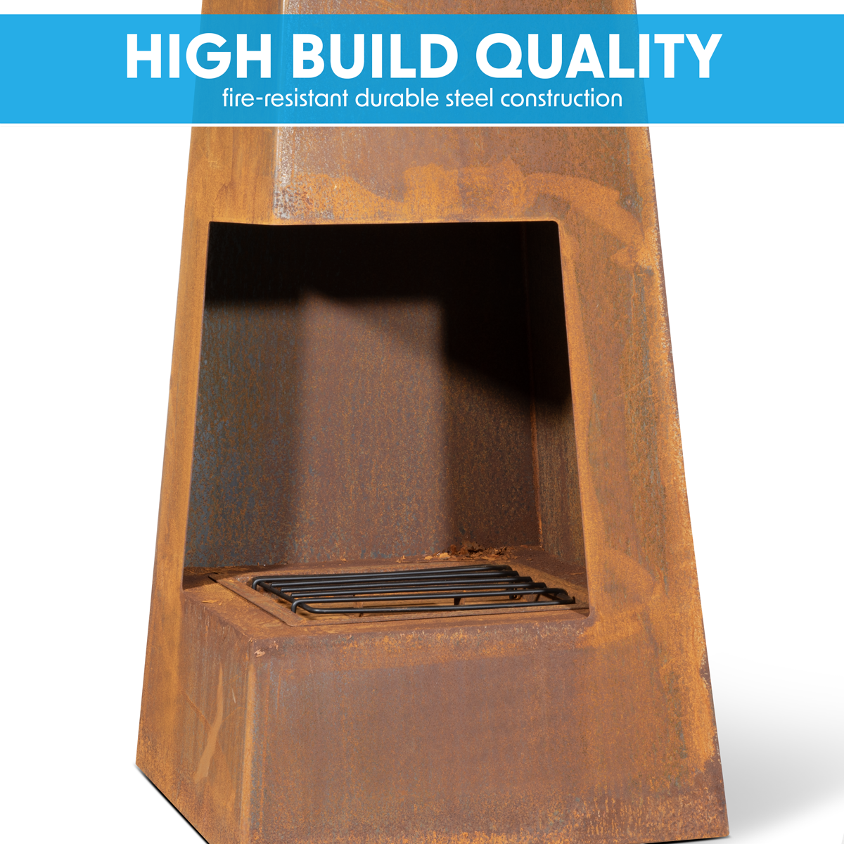 Dellonda Chiminea, Wood Burner, Heater for Outdoors W45cm x H150cm, Corten Steel