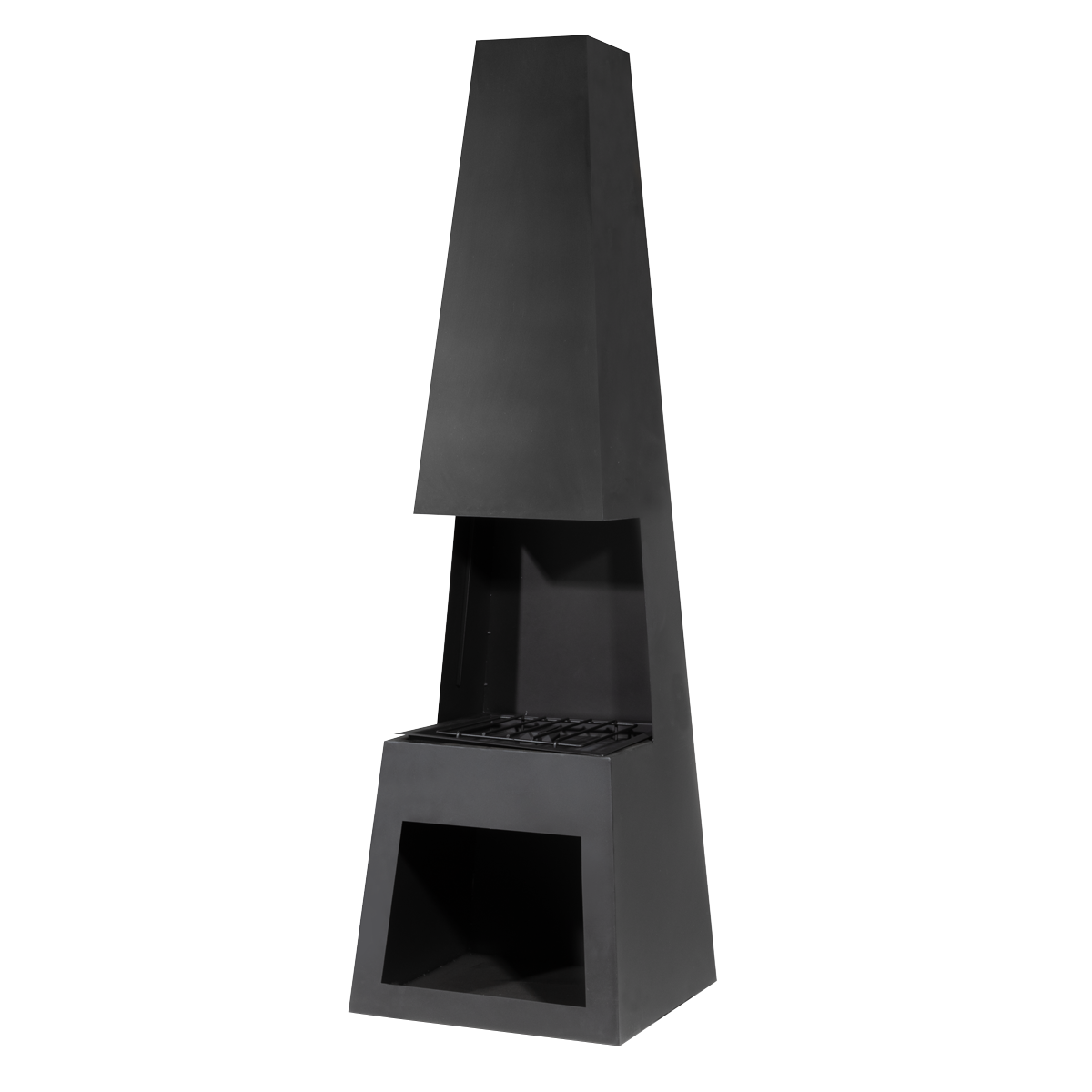 Dellonda Outdoor Chiminea Fireplace Fire Pit Heater Firewood Storage Black Steel