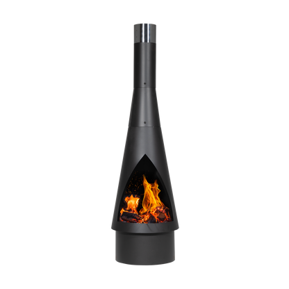 Dellonda Outdoor Chiminea, Fireplace, Fire Pit, Heater, Durable, Black Steel
