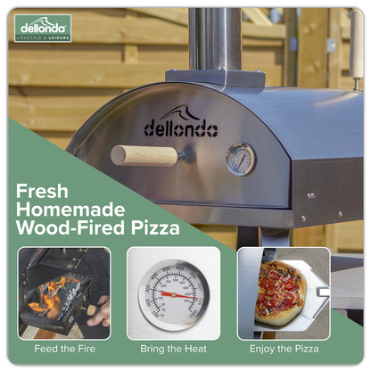 Dellonda Wood-Fired Pizza Oven 14" - Stainless Steel