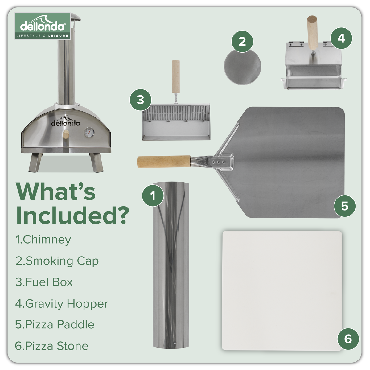 Dellonda Wood-Fired Pizza Oven 14" - Stainless Steel