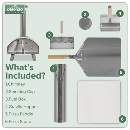 Dellonda Wood-Fired Pizza Oven 14" - Stainless Steel