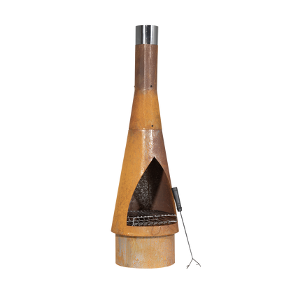 Dellonda Outdoor/Garden/Patio Conical Chiminea, Fireplace, Fire Pit, Heater, H127cm - Corten Steel