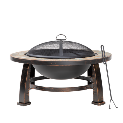 Dellonda 76cm Deluxe Traditional Style Fire Pit/Fireplace/Outdoor Heater - Slate
