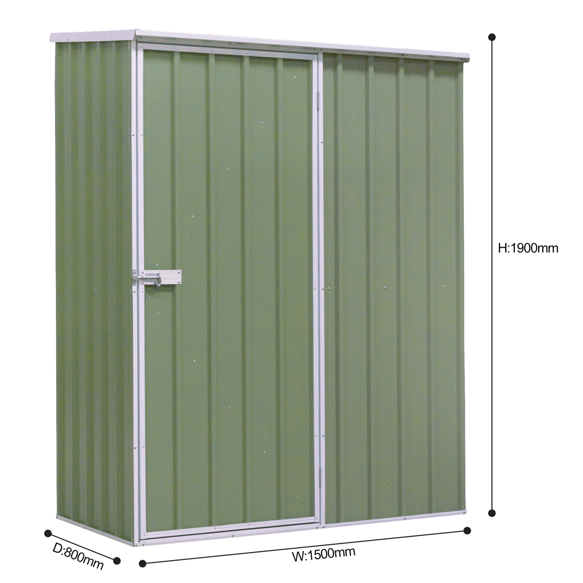 Dellonda Galvanized Steel Storage Shed with Pent Style Roof - Green