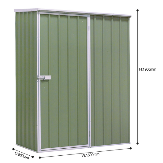 Dellonda Galvanized Steel Storage Shed with Pent Style Roof - Green